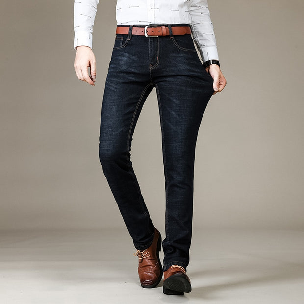 Hommes marque Stretch jean 2021 nouvelle entreprise décontracté Slim Fit Denim pantalon noir bleu pantalon jean mâle