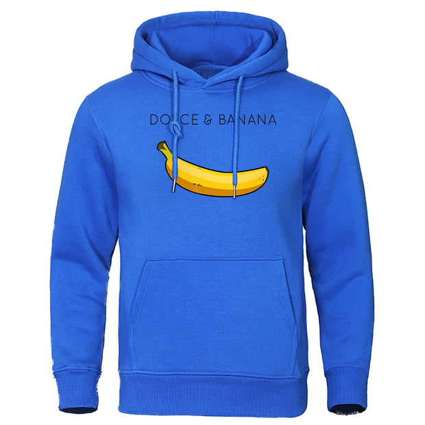 Dolce &amp; Banana Printing Men&#39;s Sweatshirt Fashion Casual Hoodies Autumn Loose Pullover Tops Pocket Fleece Warm Sportswear Male