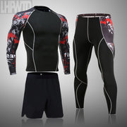 Men&#39;s Sports Suit MMA rashgard male Quick drying Sportswear Compression Clothing Fitness Training kit Thermal Underwear leggings