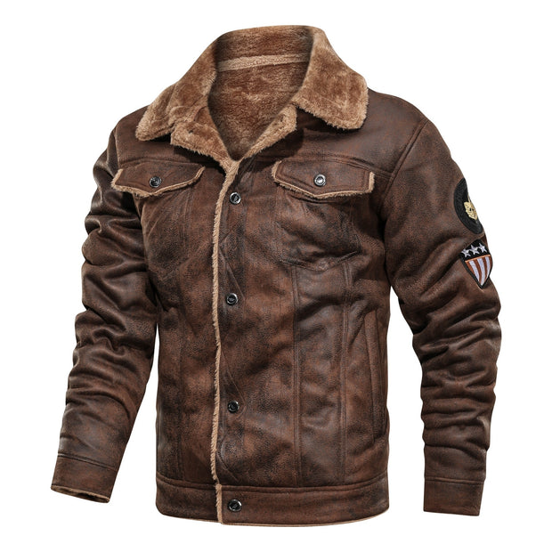 Leather Jackets Men Motorcycle Chaquetas Hombre Cowboy Jackets Vintage Coats Windbreaker Warm Fleece Soft Smooth Faux Leather