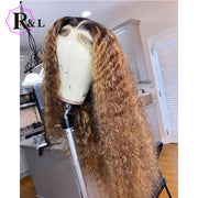 RULINDA Highlight 13X4 Curly Lace Front Human Hair Wigs With Baby Hair Ombre Color Brazilian Remy Human Hair Lace Wigs For Women