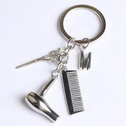 2020 Hair stylist essential hair dryer scissors comb Decorative Keychains Hairdressers Gift Key Rings Hair Dryer letter Keyring