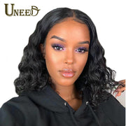 Uneed Body Wave Lace Front 人发假发 Remy Brazilian Hair Body Wave Wig Short 13X4 Lace Front Wigs Bob Lace Closure Wigs