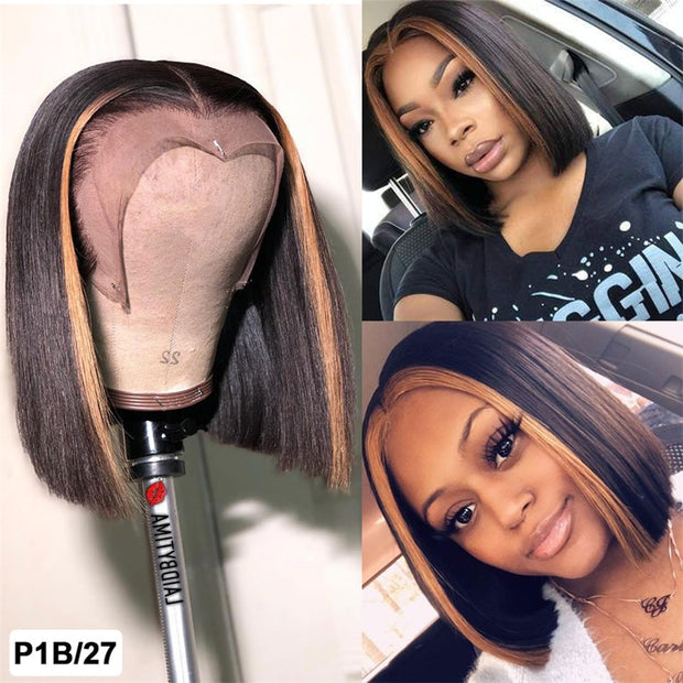 Bob Wig Lace Front Human Hair Wigs 1b/27 Honey Blonde Highlight Straight Wig Cheap Human Hair Wigs Pre Plucked 13x4 lace Wig