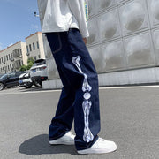 Straight Jean Pants Man Skeleton Embroidery  Mopping Trousers Mens Streetwear Denim Pants Men&#39;s Clothing Jeans for Men Man Baggy