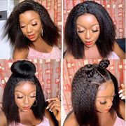 LS HAIR 13x4 lace Front wig Brazilian Kinky Straight Human Hair bob Wigs 4x4 lace closure Pre Plucked Remy wigs For Black Women