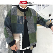 LAPPSTER 秋季男士原宿格子飞行员夹克 2022 男士日本街头风衣韩国时尚棒球夹克
