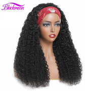 Brazilian Curly Hair Headband Wig Glueless Remy Human Hair Wigs for Black Women Full Machine Made Wig Deep Curly Hair