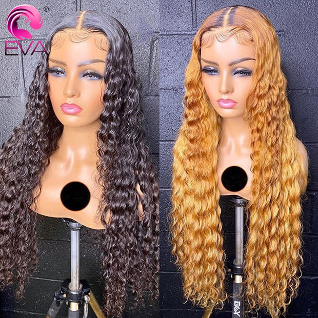 Eva Ombre Curly Lace Front Human Hair Wigs For Women Honey Blonde 13x6 Lace Front Wigs Pre Plucked Malaysian Curly Wig Remy Hair