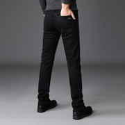男士弹力黑色牛仔裤经典款商务时尚纯黑色修身牛仔裤男品牌休闲长裤