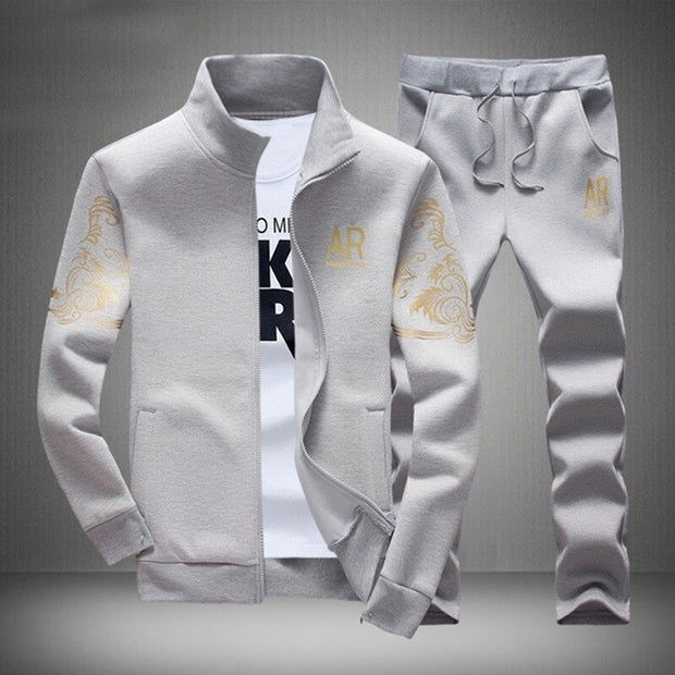 Men&#39;s Tracksuit Sportswear Sets Spring Autumn Casual Tracksuits Men 2 Piece Zipper Sweatshirt + Sweatpants Brand Track Suit Set