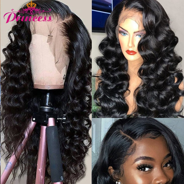 Beautiful Princess Brazilian Loose Deep Wave Wig For Women Lace Front Human Hair Wigs Pre Plucked With Baby Hair