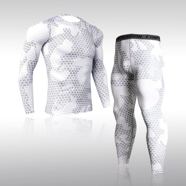 Quick Dry Camouflage Men&#39;s Running Sets Compression Sports Suits Skinny Tights Clothes Gym Rashguard Fitness Sportswear Men 2021
