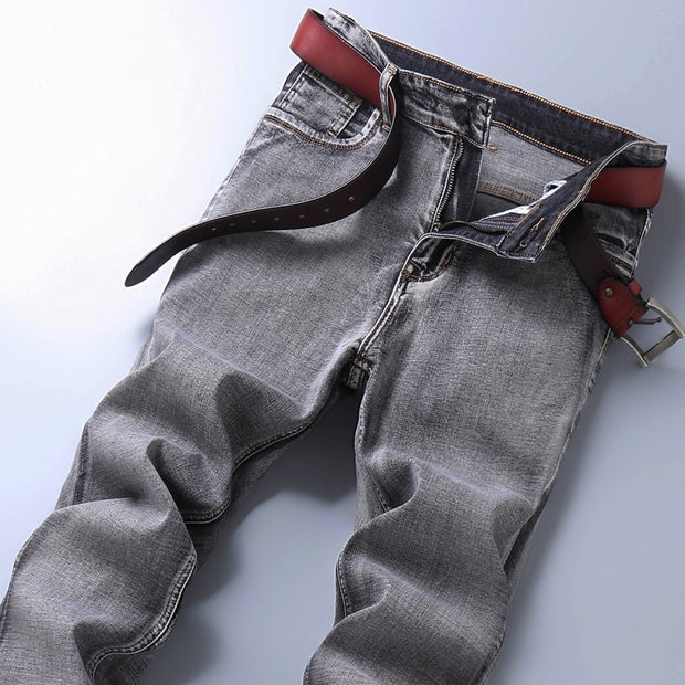 2022 nouveaux hommes Stretch coupe régulière jean affaires décontracté Style classique mode Denim pantalon mâle noir bleu gris pantalon