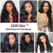 MSH Lace Front Human Hair Wigs Brazilian Body Wave PrePlucked 13x4 Transparent Lace Wig Remy Hair 4x4 Lace Closure Wig For Women
