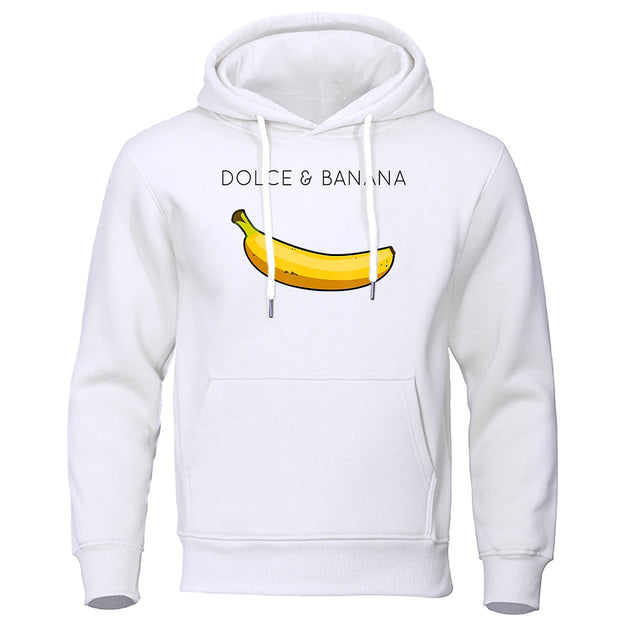 Dolce &amp; Banana Printing Men&#39;s Sweatshirt Fashion Casual Hoodies Autumn Loose Pullover Tops Pocket Fleece Warm Sportswear Male