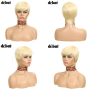 Debut Pixie Cut Human Hair Wigs Brazilian Short Straight Remy Human Hair Piexe Cut Wigs Cheap 613 Blonde Human Hair Full Wigs