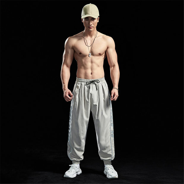Loose Fitness Trendy Sports Pants Men's Leisure Running Basketable Trousers Muscle Thin Breathable Cloth Boy Cool Wear Sportwear
