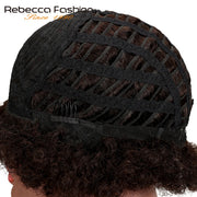 Rebecca Short Brazilian Afro Kinky Curly Wig Color 2# Dark Brown Red Human Hair Kinky Curly Non Lace Wigs For Women