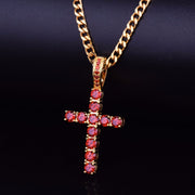 Cross Pendant Gold Color Copper Material Hip Hop Jewelry