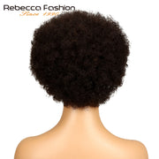 Rebecca 短款巴西黑人卷曲假发颜色 2# 深棕色红色真人发卷曲非蕾丝女式假发