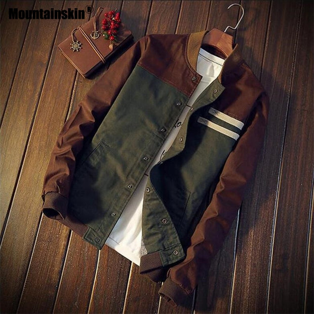 Mountainskin 4XL New Men&#39;s Jackets Autumn Military Men&#39;s Coats Fashion Slim Casual Jackets Male Outerwear Baseball Uniform SA461