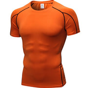 New Men&#39;s Short Sleeve Rashgard Compression Running T Shirt Men Quick Dry Gym Fitness Running Sports Tights Men&#39;s Sportswear