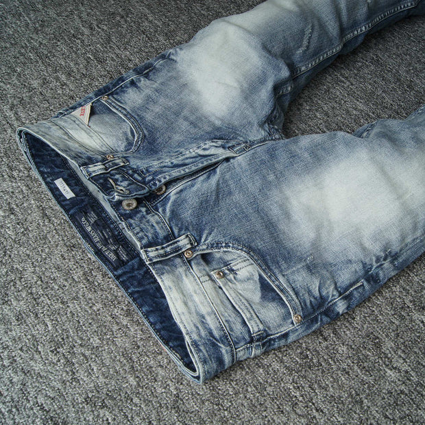 Italian Fashion Men Jeans Retro Light Gray Blue Elastic Cotton Slim Fit Ripped Jeans Men Vintage Designer Denim Buttons Pants