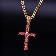 Cross Pendant Gold Color Copper Material Hip Hop Jewelry