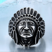 BEIER Chief Stainless Steel USA Indiana Motorcycle Rider Fashion Men&#39;s Skull Ring BR8-231 US Size 7-13