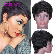 FEEL ME Short Cute Pixie Cut Wigs Straight Hair Peruvian Remy Human Hair Wig For Black Women Natural Short Wig Fast Shipping