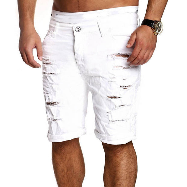 Men&#39;s Denim Chino Fashion Shorts Washed Denim Boy Skinny Runway Short Men Jeans Shorts Homme Destroyed Ripped Jeans Plus Size