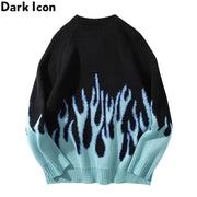 DARK ICON Blue Flame Sweater Me 2019 Hiver Streetwear Hommes Chandails Pull Tricots Pull pour Hommes
