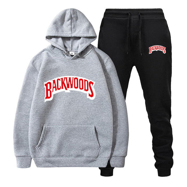 时尚品牌Backwoods男士套装抓绒卫衣裤子加厚保暖运动服运动服连帽运动服男卫衣运动服