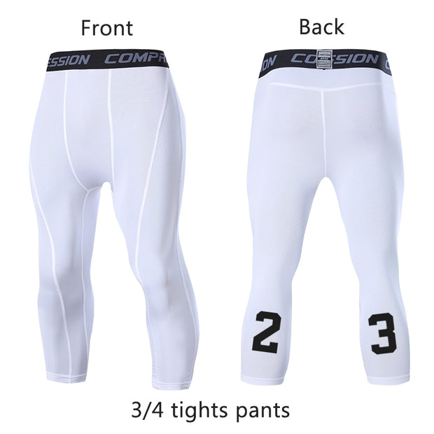 Collants de Sport de course pour hommes pantalons de basket-ball Leggings de Compression recadrés Gym Fitness Sportswear pour pantalons de sport masculins