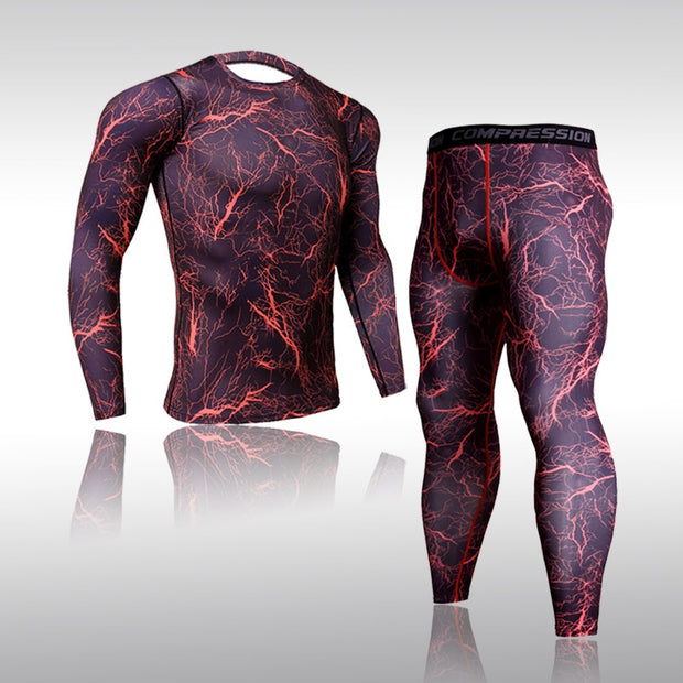 速干迷彩男式跑步套装压缩运动套装紧身紧身衣衣服健身房防晒衣健身运动服男士 2021
