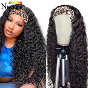 Nicelight Peruvian Hair Headband Wig Pre-Attached Scarf Machine Made Wig For Women Scarf Wig No Glue Deep Wave Human Hair Wigs