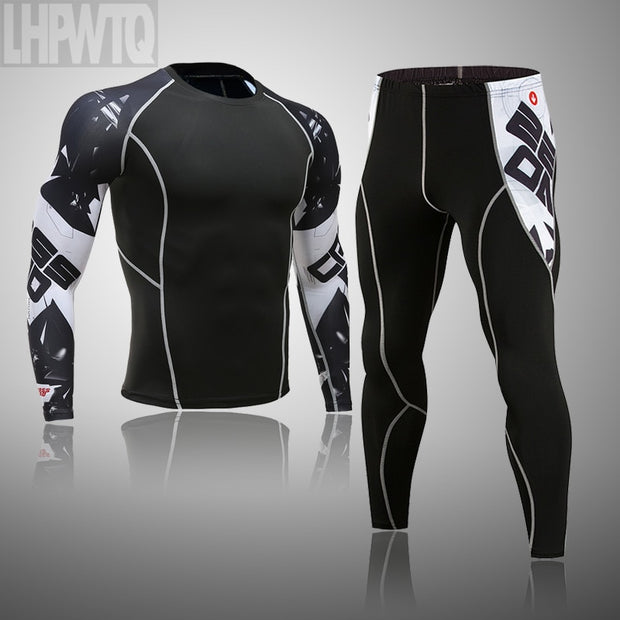 Combinaison de sport pour homme MMA rashgard homme Vêtements de sport à séchage rapide Vêtements de compression Kit d'entraînement de fitness Sous-vêtement thermique leggings