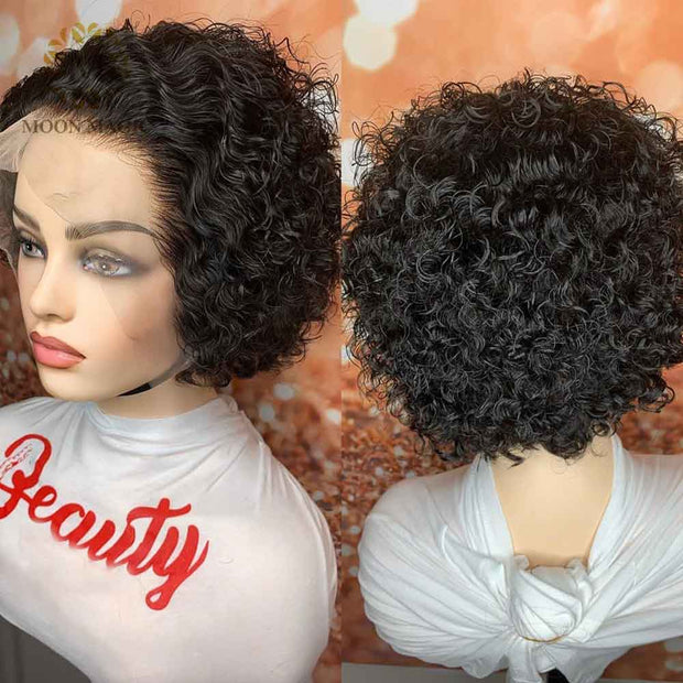 Pixie Cut Wig Human Hair Wigs Short Curly Wigs Bob Wig  Lace Front Human Hair Wigs 13x4 Lace Frontal Wig 250% Density Remy