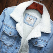 Men Light Blue Winter Jean Jackets Outerwear Warm Denim Coats New Men Large Size Wool Liner Thicker Winter Denim Jackets Size6XL