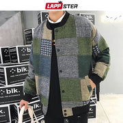 LAPPSTER 秋季男士原宿格子飞行员夹克 2022 男士日本街头风衣韩国时尚棒球夹克