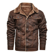 Leather Jackets Men Motorcycle Chaquetas Hombre Cowboy Jackets Vintage Coats Windbreaker Warm Fleece Soft Smooth Faux Leather