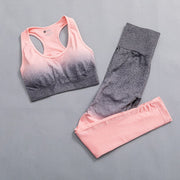 GUTA Gradient Yoga Set Gradient Sportswear Breathable Running Suit Fitness Clothing Women Gym Leggings Workout Clothes 3 pcs/Set