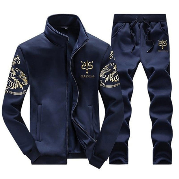 Men&#39;s Tracksuit Sportswear Sets Spring Autumn Casual Tracksuits Men 2 Piece Zipper Sweatshirt + Sweatpants Brand Track Suit Set