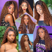 Ombre Curly Lace Front Human Hair Wigs For Women 1B33 Color 13x4 Lace Wig Brazilian Remy Hair Lace Frontal Wig Pre Plucked Wig