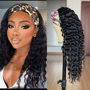 Headband Wig Human Hair Water Wave Glueless Brazilian Remy Wate Curly Headband Half Wigs For Black Women 150% 30 to 36 Inch