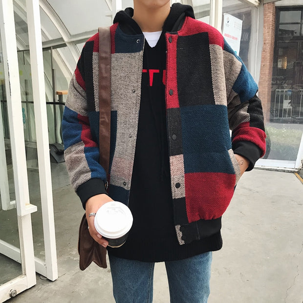 LAPPSTER Autumn Men Harajuku Plaid Bomber Jackets 2022 Mens Japanese Streetwear Windbreaker Korean Fashions Baseball Jackets