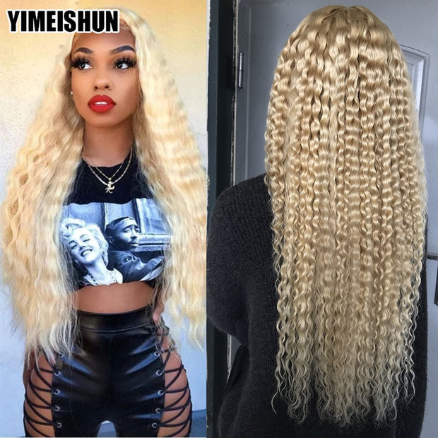 613 Blonde Lace Front Wig Curly Human Hair Wigs 13x4 HD Transparent Lace Front Human Hair Wigs Pre Plucked Remy Hair Yimeishun