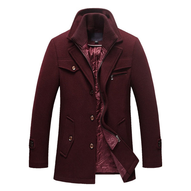 新款冬季羊毛大衣修身夹克男士休闲保暖外套夹克和外套男士豌豆大衣尺码 M-4XL 免运费