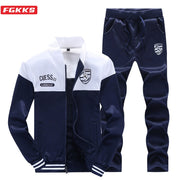 FGKKS Spring Autumn Men Trendy Sports Sets Fashion Brand Men&#39;s Baseball Jacket + Pants Sportswear Long Sleeve Tracksuit Set Male